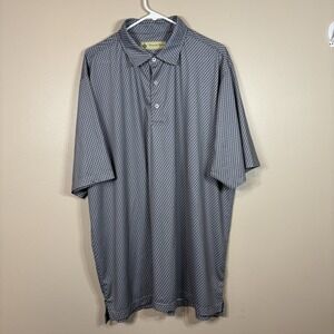Donald Ross Polo Shirt Men XL Gray Geometric Diamond Dots Golf Preppy SS
